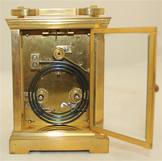 An Edwardian gilt brass carriage clock, 5.5in.